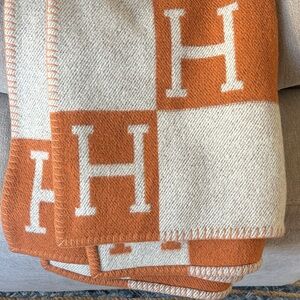 Orange and Cream H Pattern Blanket